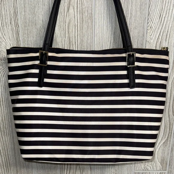 Kate Spade Black and Cream Striped Tote - Picture 7 of 12
